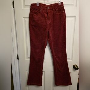 Volcom Women's Flare Corduroy Pants in Deep Red